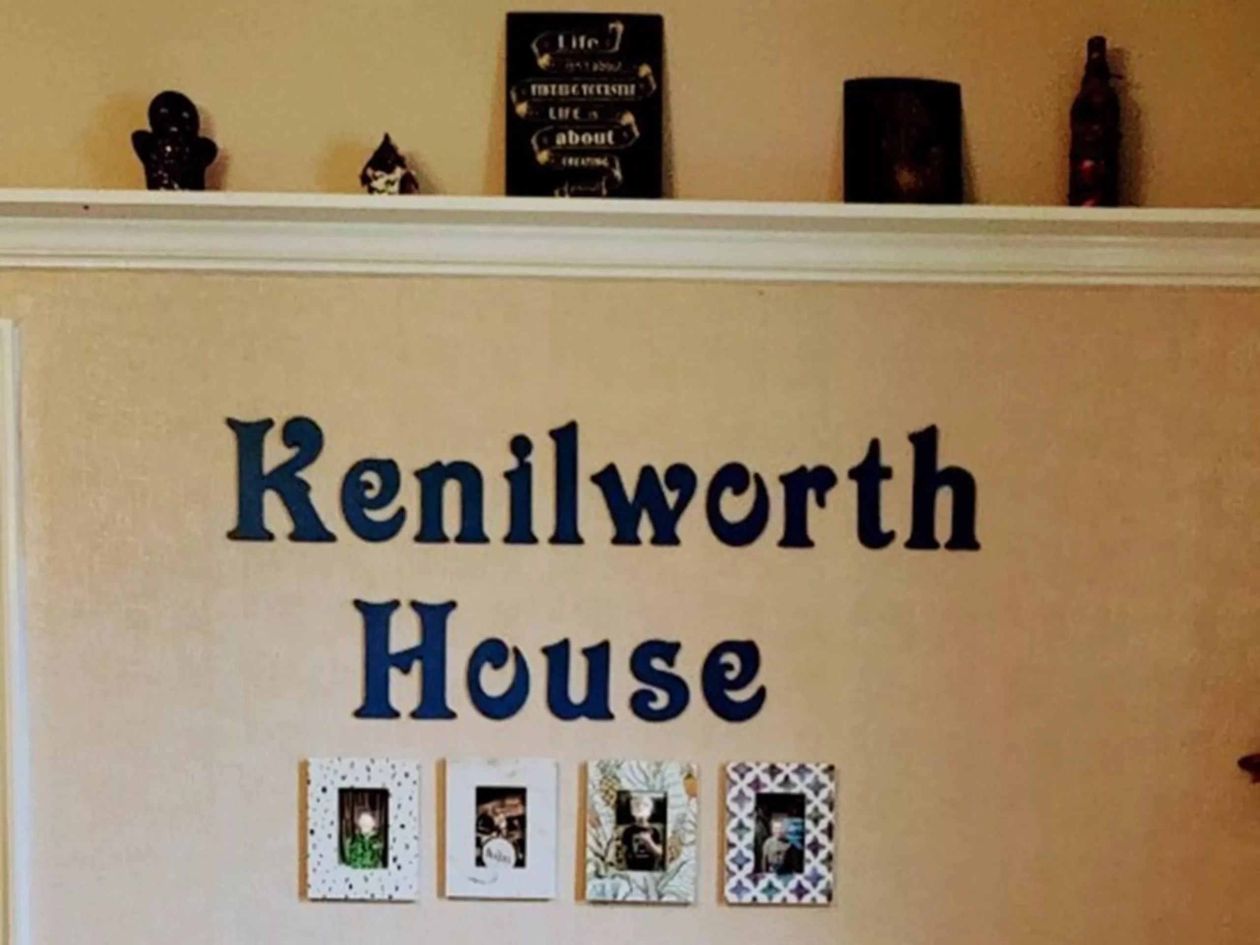 Kenilworth House sign above the dining table