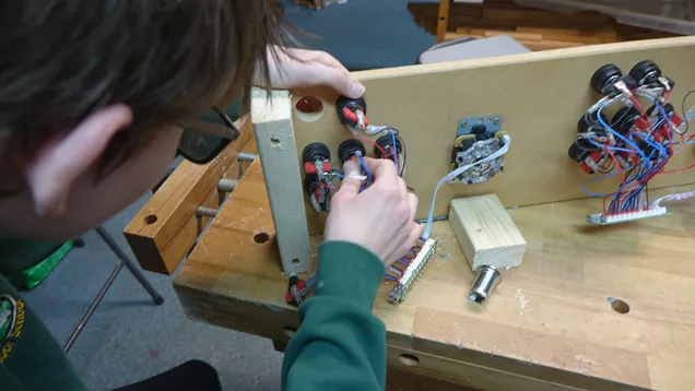 Kirby Moor school pupil learning to wire